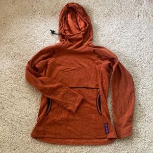 Melanzana Micro grid hoodie - burnt orange